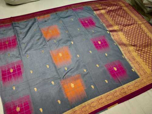 Banarasi Saree Grey With Violet Combination Age Group: Any