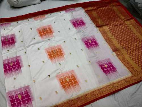 Banarasi Saree White With Pink Combination
