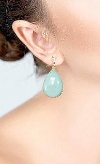 Aqua Chalcedony Gemstone Drop Earring