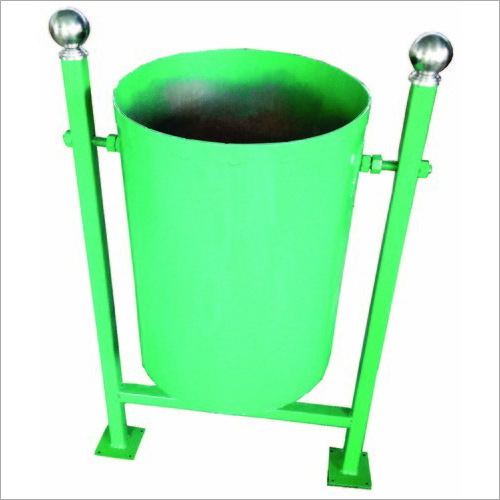 Double Pole Stand MS Dustbin - Mild Steel, Green Color | Rugged Design for Parks and Public Areas