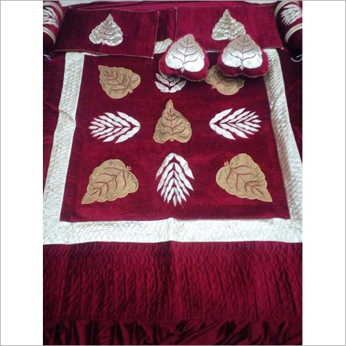 Printed Bed Sheet - Cotton Blend, Full Size | Maroon-Golden-Silver, Washable, Stylish Printed Design for Home & Hotel Use