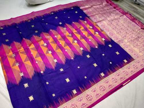 Banarasi Tie And Die Saree Blue With Pink Combination Age Group: Any