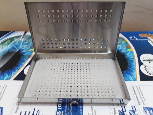 Sterilizing Instruments Tray With Double Silicon Mat Color Code: Steel