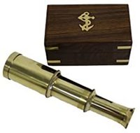 6 Solid Brass Handheld Telescope - Nautical Pirate Spy Glass with Wood Box -NauticalMart 2-Pack