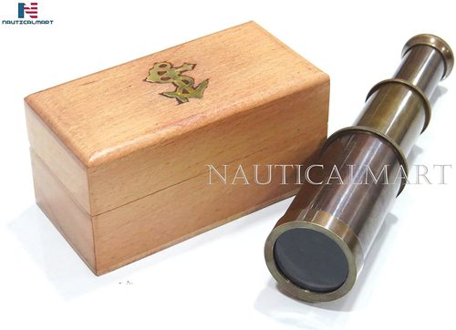 NauticalMart Spyglass Antique Brass Telescope Toy 6' with Wooden Box