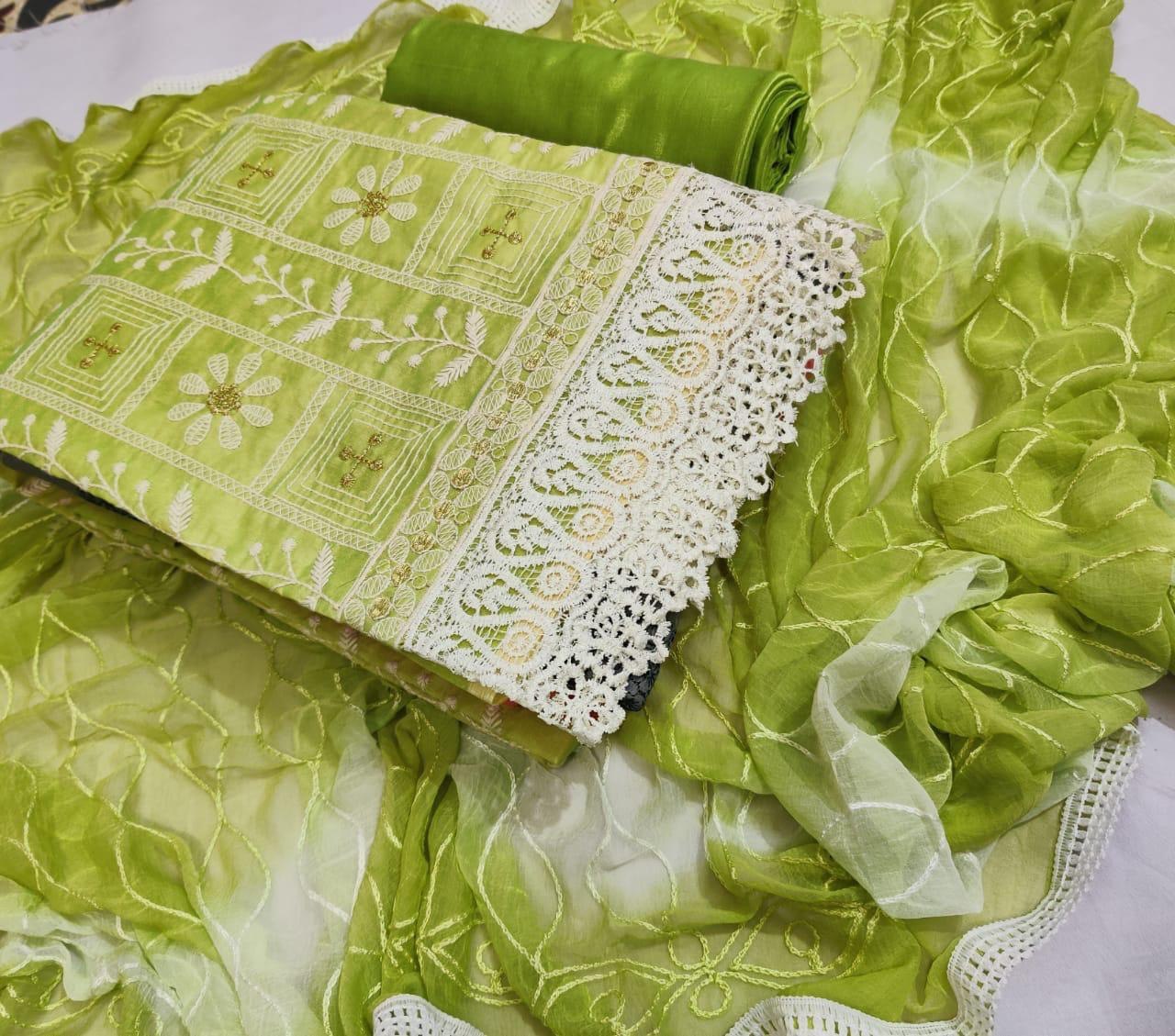 Chanderi silk dress material