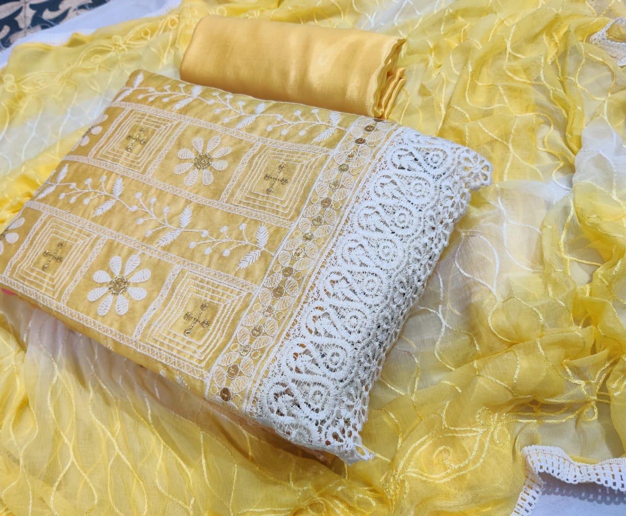 Chanderi silk dress material