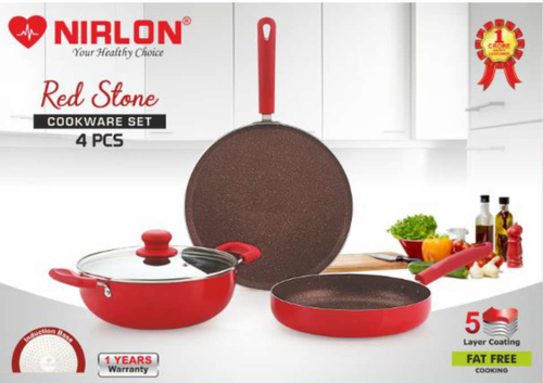 Nirlon Red Stone Cookware Gift Set
