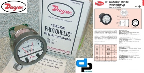 Dwyer A3215 Photohelic Pressure Switch Gauge