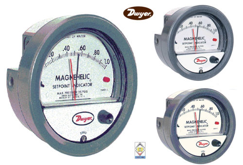 Dwyer A3300-500PA Photohelic Pressure Switch Gauge Range 250-0-250 Pa.