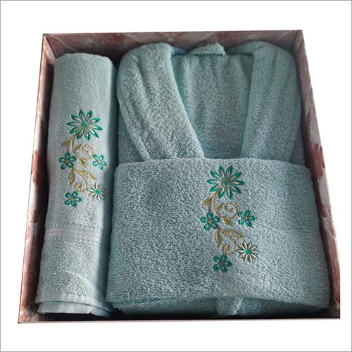 Ladies Bathrobes - Cotton, 120 cm Length, Light Green Color | Soft Fabric, Luxurious Feel, Absorbent Material, Comfortable Fit, Stylish Design
