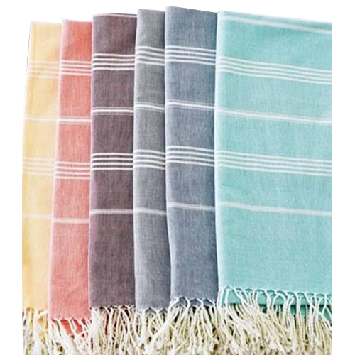 Handloom Towel - Cotton, 30x50 cm, Peach | Light Weight, Spongy, Multi-Purpose Bath and Hand Use, Machine Washable