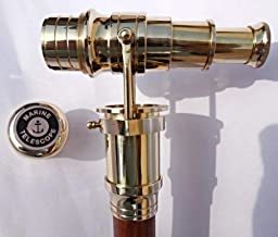 Nautical Walking Stick with Solid Brass Telescope