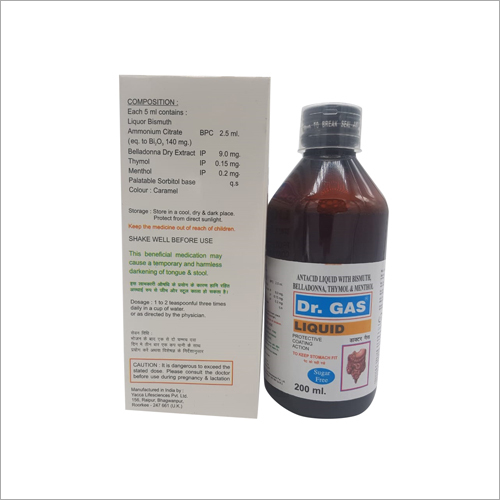 200 ML Antacid Liquid With Bismuth Belladonna Thymol And Menthol Syrup