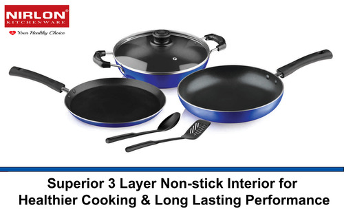 Nirlon Non Stick Coated Aluminium Kitchenware Gift Set of 6 Pieces, Cooking Pan and Pot Utensils