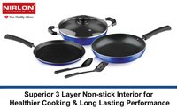 Nirlon Non Stick Coated Aluminium Kitchenware Gift Set of 6 Pieces, Cooking Pan and Pot Utensils
