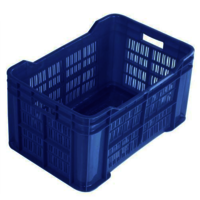 Vegetable Crate - Plastic, 400 X 300 X 200 Mm, Blue | 20 Kg Capacity, Side Handles, Ideal For Storage