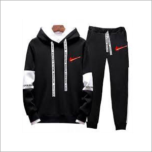 Mens Designer Track Suits - Cotton Blend, Sizes L, M, S, XL, Colors Black-White | Hood Style, Long Sleeves, Shrink & Wrinkle Resistant, Skin-Friendly