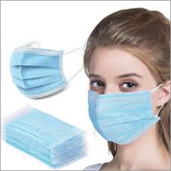 2 Ply Face Mask - Non Woven Material, Rectangle Shape | Light Sky Blue Color, Disposable Design, Waterproof Feature