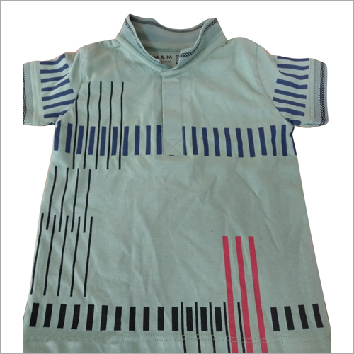 Kids Collar T-Shirt - Cotton Blend Age Group 1-7 Grey | Modern Printed Design Sweat Absorbent Quick Dry Short Sleeves Washable Durable