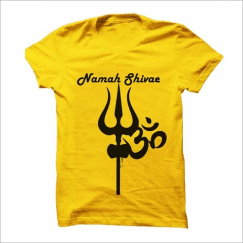Round Neck T-Shirt - Cotton Blend, Size S/M/L/XL, Yellow-Black Color | O-Neck Collar, Printed Pattern, Short Sleeves for Men