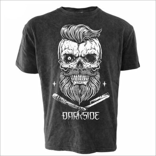 Designer Printed T-Shirt - Cotton Blend, Sizes L/M/S/XL | O-Neck, Short Sleeves, Black-White Design, Tear Resistant & Shrink Proof