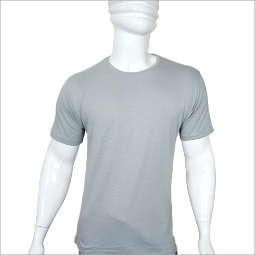 Mens Grey Round Neck T-Shirt - Cotton Blend, Sizes S-M-L-XL | Short Sleeves, O-Neck Collar, Plain Pattern, Ideal for Casual Wear