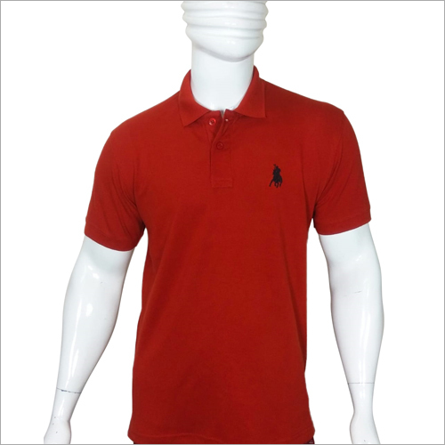 Mens Red Polo T-Shirt - Cotton Blend, Sizes [S, M, L, XL] | Classic Polo Collar, Short Sleeves, Plain Design for Casual Elegance