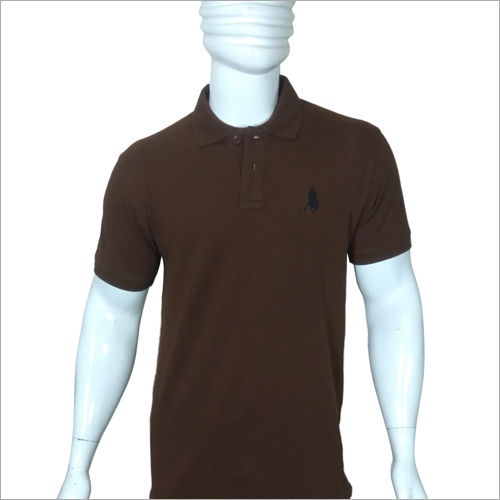 Mens Brown Polo T-Shirt - Cotton Fabric, Sizes M/L/S/XL, Plain Pattern | Short Sleeves, Classic Polo Collar, Casual Style for Men