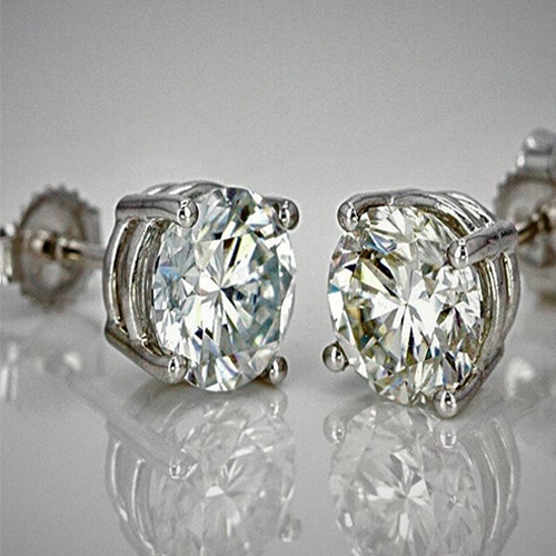 Simulated Diamond Stud Earrings - 6mm Round-Cut | 925 Sterling Silver, 1.7 Carat Weight, White Color, Unisex Design