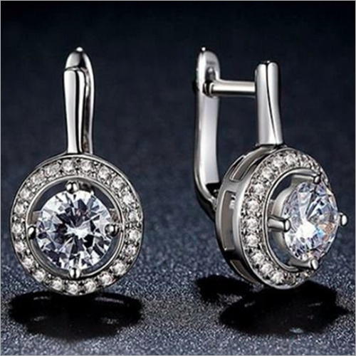 Round Cut Simulated Diamond Hoop Halo Earring 925 Sterling Silver Ring Diamond Carat Weight: 1.70 Carat