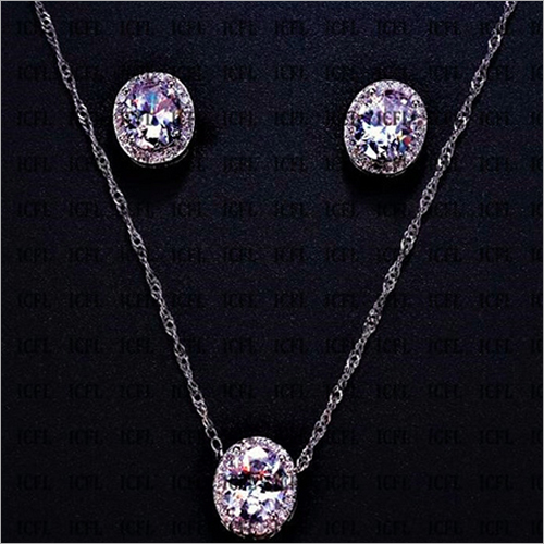 Oval Cut Simulated Diamond Pendant Set - 5.5 Carat Silver Jewelry, Elegant White Diamonds for Women