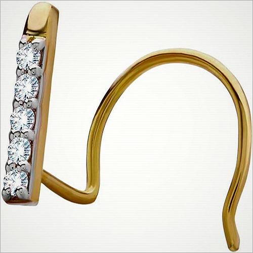 1.4mm Round Cut Forever Brilliant Moissanite Solitaire Wire Nose Pin 14k Yellow Gold Gender: Women