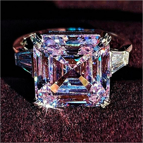 Asscher & Tapered Baguette Cut Three Stone Simulated Diamond Solitaire Ring - 925 Sterling Silver, 4 Carat White Diamonds, Custom Sizes 4 to 12, Unisex Engagement Jewelry