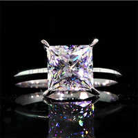 7mm Princess Simulated Diamond Solitaire Engagement 925 Sterling Silver Ring Gender: Women