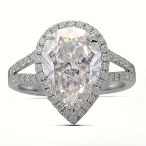 11X8Mm Pear Cut Simulated Diamond Halo Anniversary 925 Sterling Silver Ring Gender: Women
