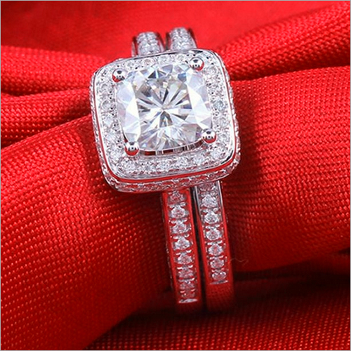 Cushion Cut Matching Band Halo Engagement 925 Sterling Silver Ring Gender: Women