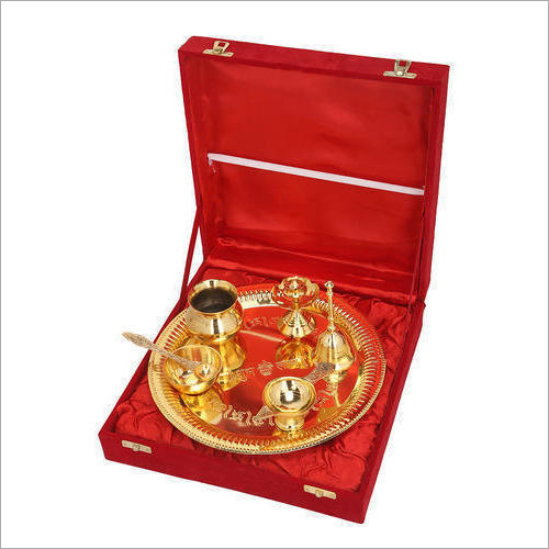 Gold Plated Pooja Thail Gift Set By INDIAN CRAFTS INC