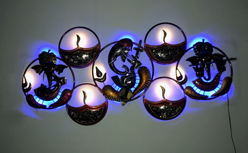 Eco-Friendly Lord Ganesha Musician With Led Wall Decor