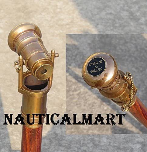 NauticalMart Hollywood Walking Stick Collectors Telescope Wooden Walk Cane Marine Prop