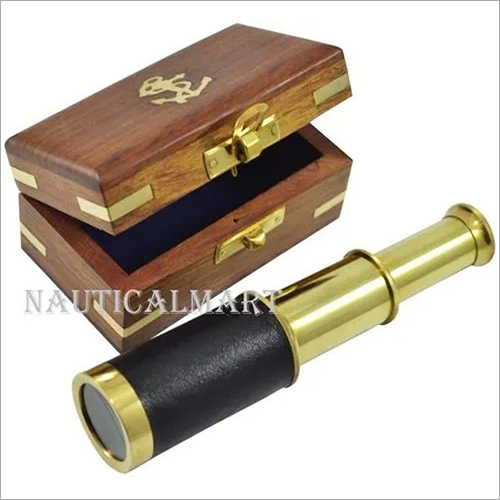 Old Telescope Pirate Spyglass Nautical Pirates Hand Telescope Monocular Collapsible Brass Telescopes - 6 Inch In Wood Box