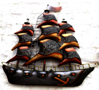 Eco-friendly Metal Ship Mosaic With Led Wall Art