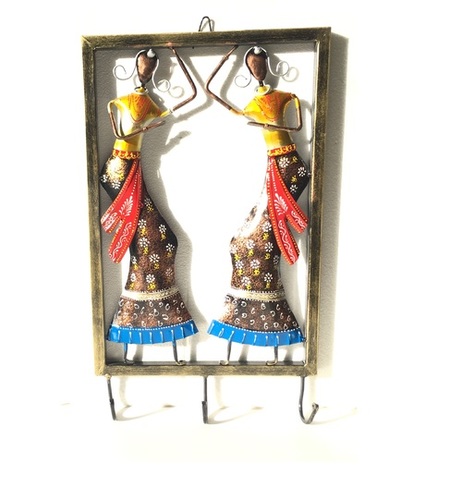 Eco-Friendly Rajasthani Woman Art Key Holder Hanging Hooks