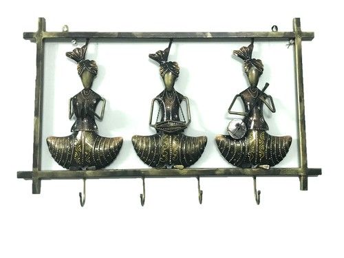Three Rajasthani Musician Man Art Key Holder Hanging Hooks