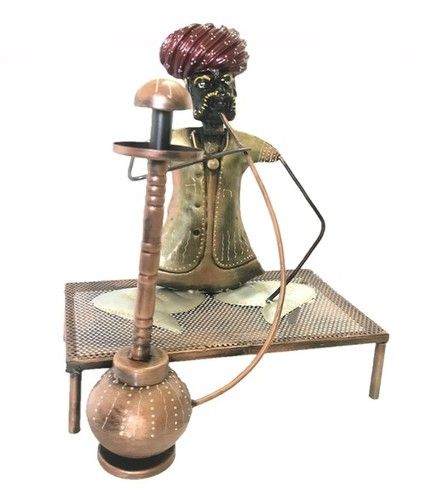 Eco-friendly Rajasthani Hookah Men Sitting On Khat With Hookah