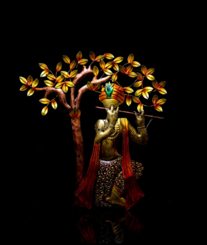 Easy To Clean Metal Decorative Iron Krishna Tree With Led