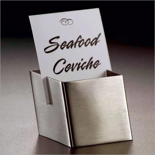 Shinning Steel Signage Menu Table Tent Card Holder 3 Cm Square