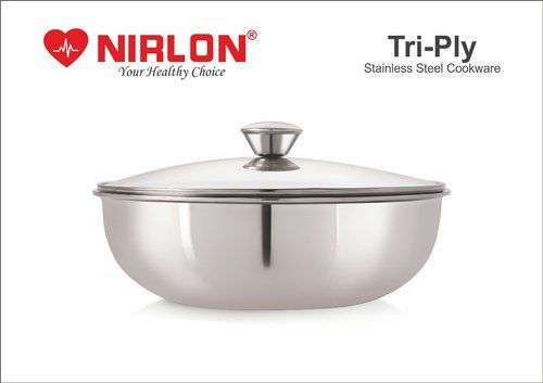  Nirlon स्टेनलेस स्टील ट्रिप्ली इंडक्शन कड़ाही, 240Mm, स्टील एल्युमिनियम स्टील ट्राई प्लाई टेक्नोलॉजी इंटीरियर कोटिंग: रस्ट प्रूफ इंटीरियर