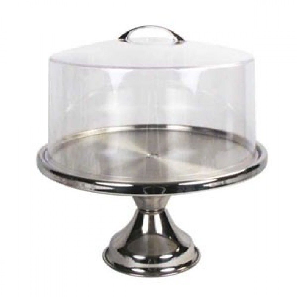 Cake Stand SS 33 cm with PC Lid