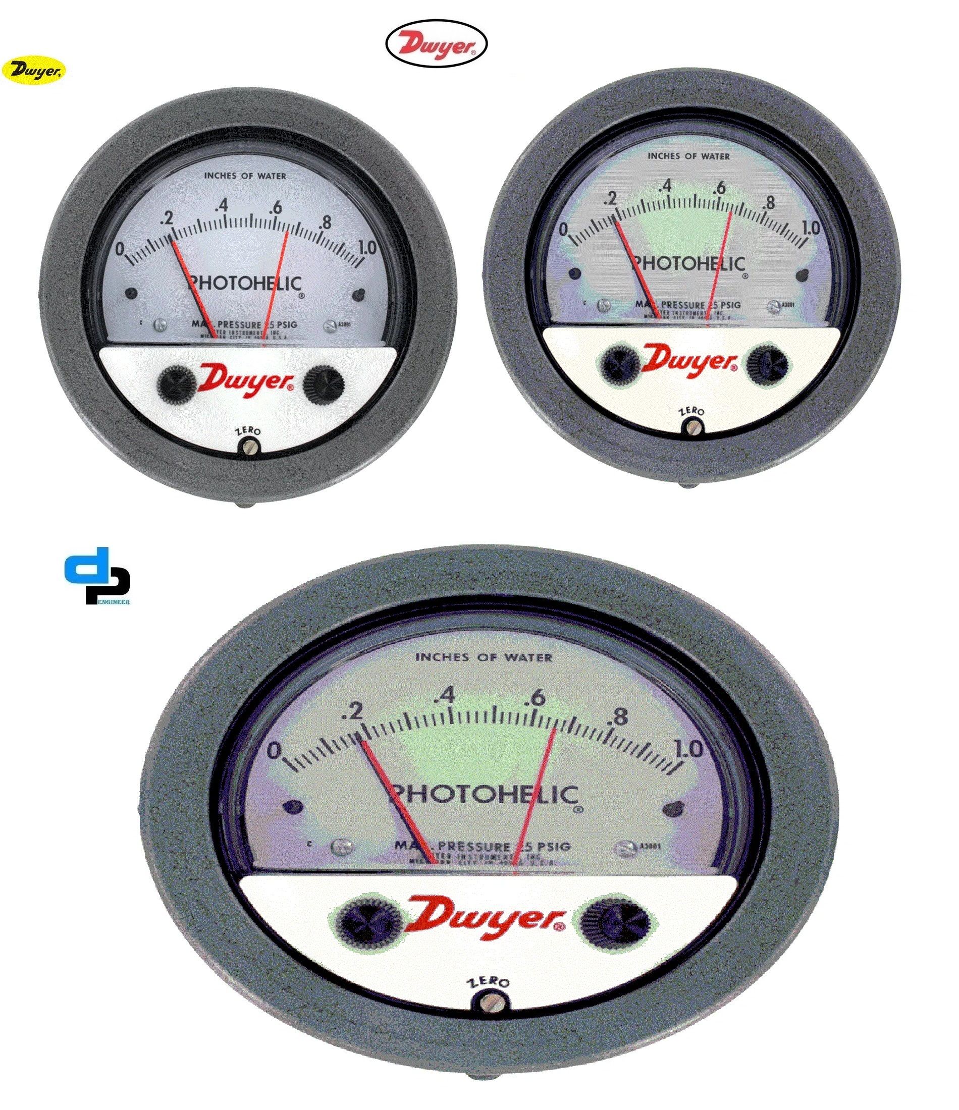 Dwyer A3020 Photohelic Pressure Switch Gauge